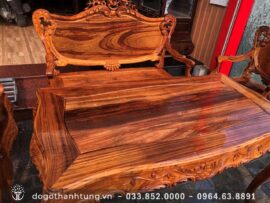 Bộ bàn ghế phòng khách 9 món mẫu Hoàng Gia gỗ gụ