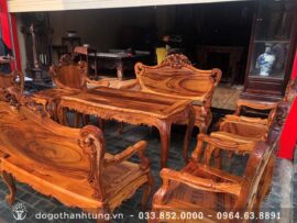 Mặt bàn trơn bộ Louis Hoàng Gia Gỗ Gụ 9 Món của anh Giang Bắc Ninh