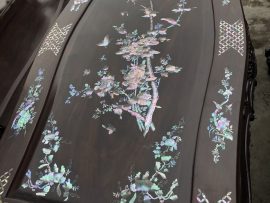 Mặt bàn khảm trai bộ Hoàng Gia gỗ gụ 9 món