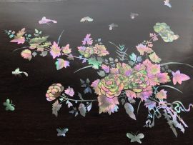 Khảm trai ốc họa tiết hoa văn bộ Louis gỗ gụ 9 món