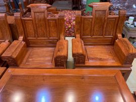 Ghế đơn tay hộp chương cuốn thư Bộ bàn ghế Âu Á gỗ hương đá