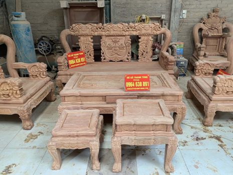 Bộ bàn ghế Minh Quốc Voi tay 12 gỗ hương đá