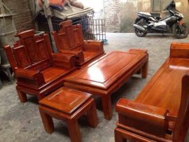 Bộ bàn ghế Âu Á cuốn thư 2m4 gỗ tràm