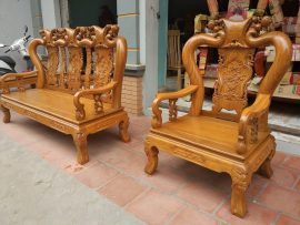 Đoản dài và ghế đơn bộ Minh Quốc Đào sơn PU hoàn thiện