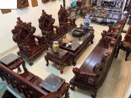 Bộ Rồng Khuỳnh Nghê Đỉnh 12 món gỗ hương đỏ