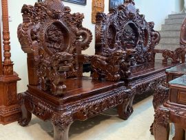 Ghế đơn vững chắc chạm trổ từ tấm gỗ nguyên khối