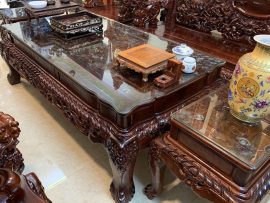 Bàn chân 14 bộ Rồng Khuỳnh Nghê Đỉnh cao cấp gỗ hương đỏ