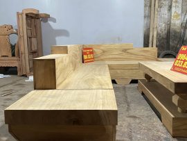 Ghế dài đóng hộp, từng đường vuông vắn, vân gỗ đẹp