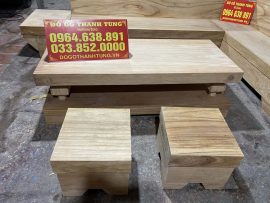 2 đôn ghế vuông vắn bộ sofa gỗ kate