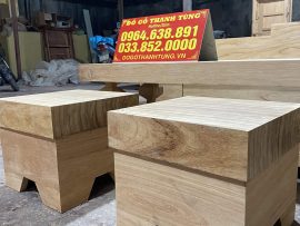 2 đôn ghế vuông vắn bộ sofa gỗ kate góc nghiêng