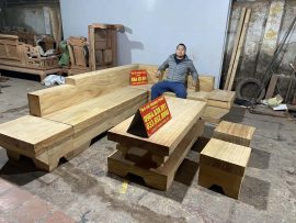 Bộ ghế sofa gỗ gõ quý hiếm thiết kế hiện đại, thời thượng