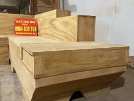 Ngăn kéo tiện lợi - Sofa gỗ gõ đỏ nguyên khối
