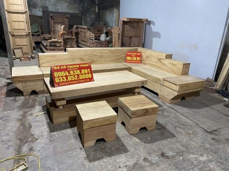 Sofa gỗ gõ đỏ nguyên khối – Mẫu 01