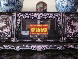 Bệ tủ khảm sen vịt, dạ tủ khảm sóc nho ốc đỏ - Toàn bộ chi tiết đươc kết hợp với nhau một cách hài hòa và tinh tế