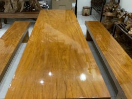 Mặt bàn trơn gỗ Lim nguyên khối, đường vân cực đẹp