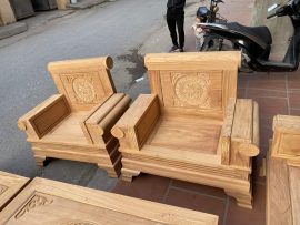 Cặp ghế đơn bộ sofa Tời Pháo gỗ gõ đỏ bản mộc