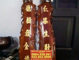 Câu đối quả bầu sơn PU chữ mạ vàng