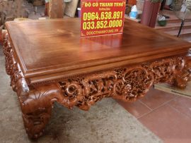 Mẫu sập gỗ gụ Dơi ngậm chữ Thọ kèm họa tiết Nho Sóc đẹp