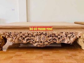 Chiếu ngựa Thập Điểu Quần Mai bản mộc gỗ gụ