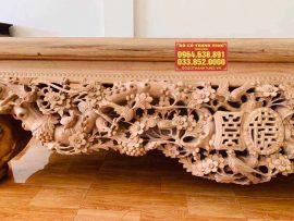 Từng đường nét đục chạm trên quây sập đều được trau truốt tỉ mẩn, tinh tế, có hồn