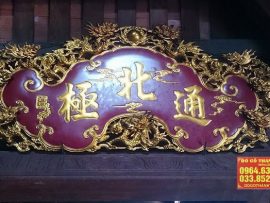 Cuốn thư khánh chạm rồng sơn son thếp vàng