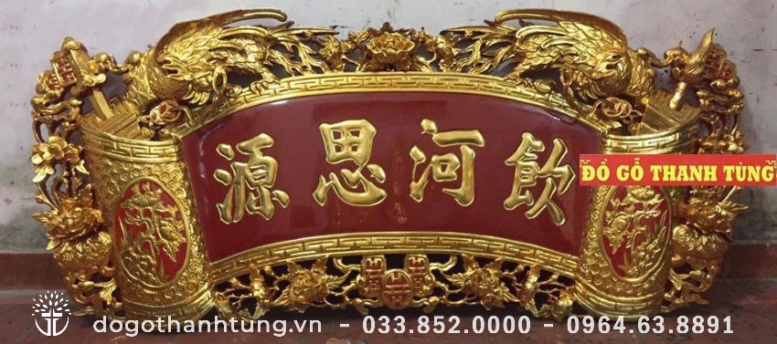 Mẫu hoành phi Phượng hồng sơn son thếp vàng nền đỏ