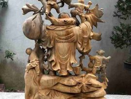 Mặt sau Tượng Di Lặc Ngũ Phúc gỗ Ngọc Am 2 màu