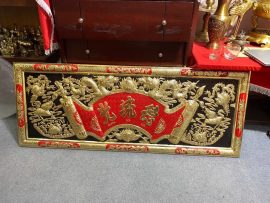 Hoành phi Đức Lưu Quang chạm khắc hình rồng tinh xảo, hàng thủ công mỹ nghệ