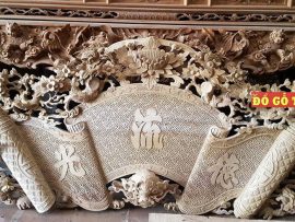 Hoành phi Đức Lưu Quang cuốn thư Tứ Linh hóa - bản mộc