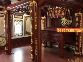 Không gian thờ tự thêm sang trọng, uy nghi với bộ hoành phi câu đối Phượng múa Dơi ngậm tiền