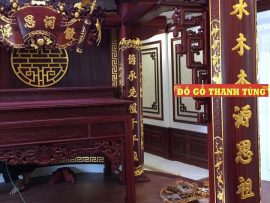 Bộ hoành phi câu đối sơn son thếp vàng độc đáo phù hợp với không gian nhà thờ tổ, nhà thờ họ, tư gia,...