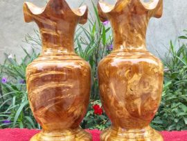 Lục bình cỡ nhỏ 35x15cm gỗ Nu kháo - vật phẩm phong thủy đẹp