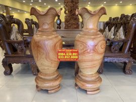 Lục bình gỗ hương 1m2, miệng bình loe to giúp hút thêm vượng khí cho gia đình