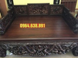 Bộ sập giường mặt 3 lá gỗ trắc liền khối, mặt trơn tôn vân đẹp