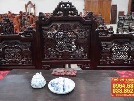 Sập 3 thành với tựa chính là hình tam sơn thiết kế giật cấp. Ô giữa đục Ngũ Sư Vờn Cầu vô cùng tinh xảo và ý nghĩa