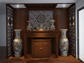 Bộ tủ thờ TT007 thiết kế đơn giản nhưng sang trọng, vừa vặn với không gian chung cư