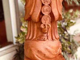 Tượng gỗ Di Lặc đục câu chúc Vạn Sự Như Ý - Phú Quý Phát Tài