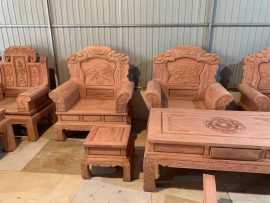 Cặp ghế đơn bộ Khổng Tử bản mộc. Tay ghế đóng hộp, chương đục cảnh, yếm 2 tầng độc đáo