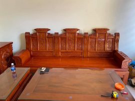 Đoản dài chia ô đục tranh tứ quý, ván liền gỗ gõ dày 3 phân