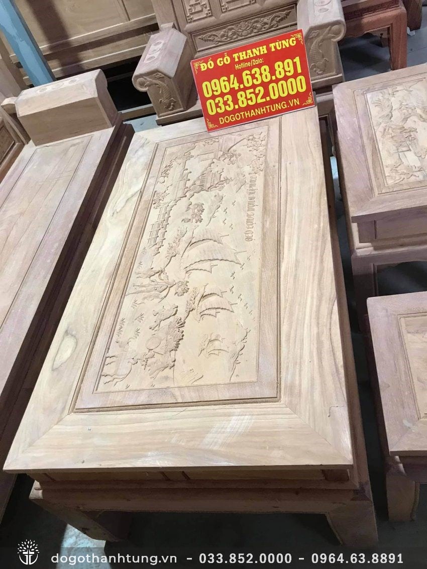Mặt bàn Âu Á gỗ kate nguyên tấm đục tranh thuận buồm xuôi gió thủ công, hút bình an tài lộc cho gia chủ