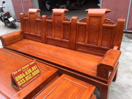 Chương ghế đục tranh tam quý: Đào - Sen - Cúc - Tùng , ván liền khối dày 3cm, tay hộp chạm cá chép