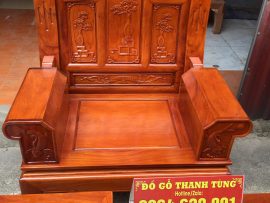 Ghế đơn tay hộp chạm cá chép gỗ gõ đỏ