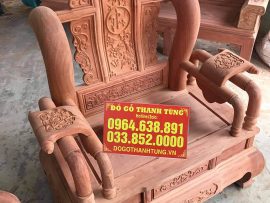 Vách tựa ghế đơn khắc chữ Phú - Quý, tay cột 14, tay tựa vắt vải độc đáo