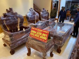 Bộ bàn ghế Minh Quốc Nghê hàng đại tay cột 16 nguyên khối không chắp ghép.