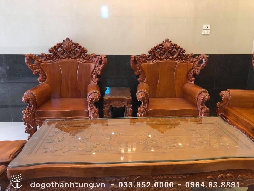 Ghế đơn bộ hoàng gia tân cổ điển, vách như tấm rèm với vân gỗ đẹp, chương đục kênh bong hoa lá tây tuyệt dẹp