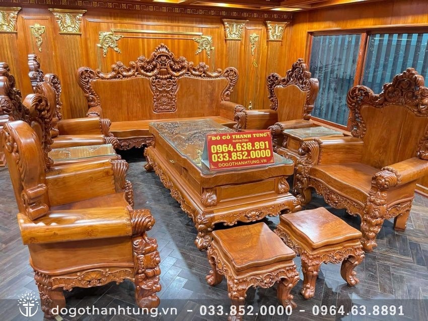 Bộ Louis ván tràn nguyên khối gỗ hương đá siêu VIP - bác Mạnh (Ứng Hòa, HN)