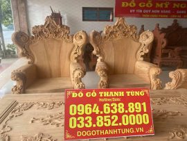 Ghế đơn - Tay ghế đặc uốn cong mềm mại ra phía ngoài, chạm hoa lá tây và lựa vân đẹp.