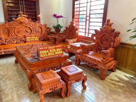 Toàn bộ sản phẩm được chế tác 100% gỗ gõ đỏ nguyên khối và hoàn thiện sơn PU dưỡng gỗ cao cấp.