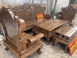 Bộ sản phẩm đục tay 2 mặt sơn PU bóng mịn, trần vân gỗ mun sọc đen huyền bí