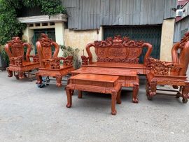 Bộ sản phẩm nội thất chế tác từ 100% gỗ hương đá quý hiếm, gia tăng ý nghĩa phong ý và giá trị của bộ Minh Quốc Nghê Rồng
